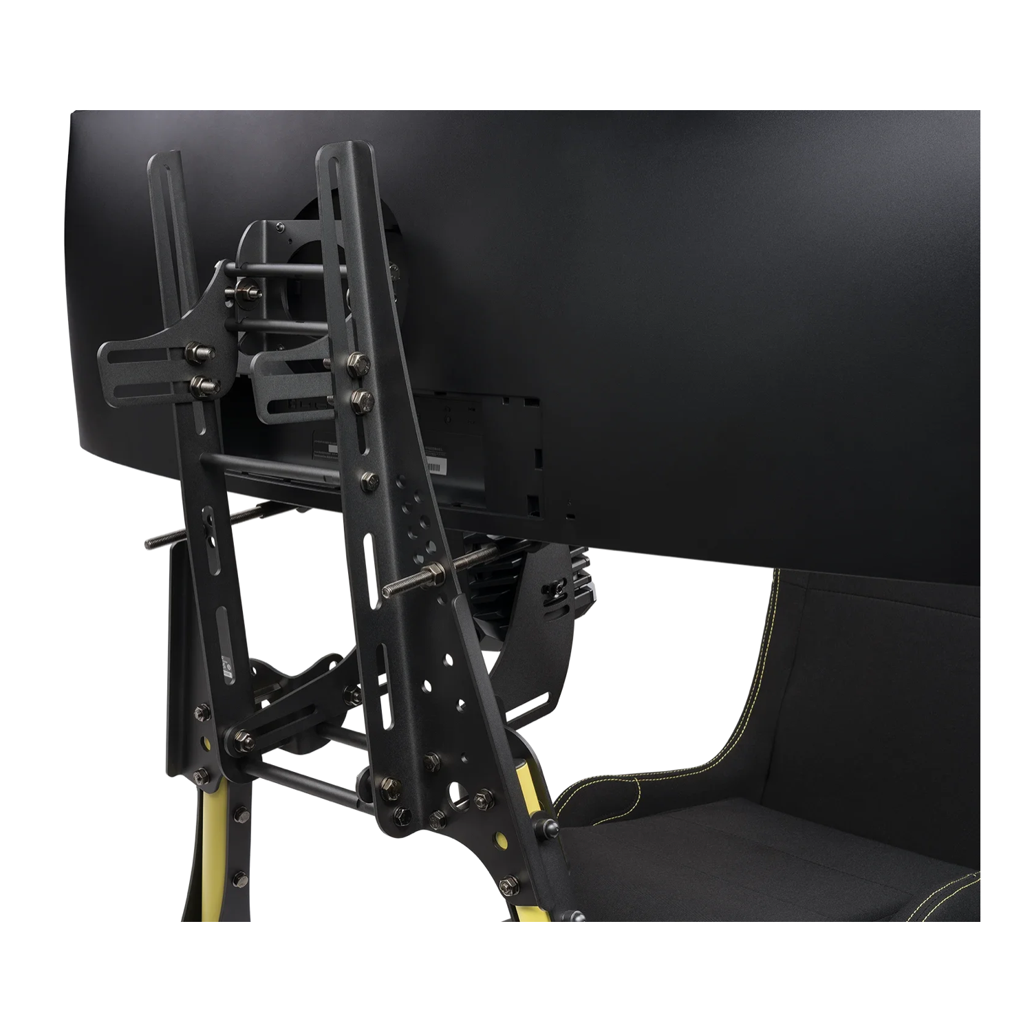 Rear view of a monitor mounted on the Fanatec CSL Cockpit holder